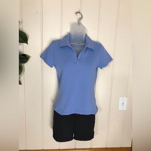 Ladies Mossimo Blue V-neck Collar Blouse
Size Small 4 - 6
Stretch Material 
Top